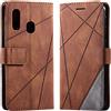 Vankii Cover per Samsung Galaxy A20E, Flip Caso Libro Premium Portafoglio Custodia in Pelle PU Magnetica,Custodia Pelle Sintetica TPU Silicone Antiurto,Funzione Supporto Slot Schede (Marrone)