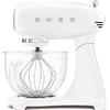 Smeg, Impastatrice Planetaria SMF13WHEU, 10 Livelli di Velocità, Funzione Smooth Start, Ciotola in Vetro da 4,8 L, Sicurezza Blocco Motore, Accessori Inclusi, 800W, Bianco
