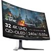Alienware AW3225QF 32" 4K UHD 3840x2160 1700R Monitor Gaming Curvo, 240Hz, QD OLED, 0.03ms, NVIDIA G-SYNC Compatible, HDR, Dolby Vision, USB-C, DisplayPort, 2x HDMI, 4x USB