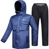 ILM Antipioggia Moto Impermeabile da Uomo-Tuta Antipioggia Resistente all'usura, 6 Tasche, Set da 2 Pezzi con Giacca e Pantaloni