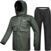 ILM Antipioggia Moto Impermeabile da Uomo-Tuta Antipioggia Resistente all'usura, 6 Tasche, Set da 2 Pezzi con Giacca e Pantaloni