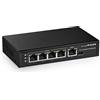 MokerLink 5 Ports Gigabit PoE Passthrough Switch, IEEE 802.3af/at PoE Repeater, 100/1000Mbps, 1 PoE in 4 PoE Out, Wall Mount, PoE Extender/Injector/Network Extender Three in one