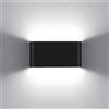 KAWELL 12W Moderno Applique da Parete LED Lampada da Parete Alluminio Lampada da Muro Impermeabile IP65 Interno Esterno per Camera da Letto Bagno Soggiorno Scale Portico Corridoio, Nero 6000K