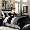 Chezmoi Collection Loft - Set di biancheria da letto matrimoniale, 6 pezzi, colore: Nero/Grigio/Bianco