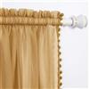 Elegant Comfort Tende semitrasparenti con nappe con pompon, set di 2 pannelli, con tasca per asta da 5 cm, tende trasparenti in tinta unita, per soggiorno, camera da letto, 162 x 213 cm, colore: oro