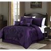 Chezmoi Collection Set di 7 pezzi jacquard floreale trapunta (Queen, viola/viola scuro)