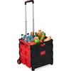 Relaxdays Carrello Portaspesa Pieghevole,Manico Telescopico,2 Ruote Gomma,fino a 35 kg,Trolley Spesa,alluminio, rosso
