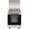 Glem Gas Cucina a Gas 4 Fuochi Forno Elettrico Multifunzione Ventilato con Grill Larghezza x Profondità 60x50 cm Classe energetica A con Coperchio colore Inox - A654MI6 Linea Alpha