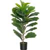 HOMCOM Pianta Finta Ficus Lyrata Alta 80 cm per Interni con Vaso, Decorazione per Casa e Ufficio, Verde | Aosom Italy