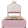 WM Store DE Letto imbottito 90x200 cm con rete a doghe, forma di principessa ereditaria, spazio di stoccaggio idraulico, senza materasso, Rosa