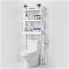 VEVOR Scaffale per WC, Mobile Portaoggetti Regolabile a 3 Ripiani sopra il WC, Mensola per Bagno con 3 Ganci, Organizzatore per Lavanderia, Si Adatta alla Maggior Parte dei WC, Bianco