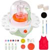 VEVOR Mini Tornio per Ceramica Piatto Girevole da 50/80 mm Velocità Regolabile, Tornio per Argilla per Principianti, Set Completo per Ceramica Strumenti per Scultura dell'Argilla, Fai-da-te, Verde
