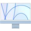 Apple 2021 Computer desktop all-in-one iMac con chip M1: CPU 8 core, GPU 7 core, display Retina da 24, 8GB di RAM, 256GB di archiviazione SSD. Compatibile con iPhone/iPad; color Azzurro