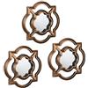Relaxdays Set da 3 Specchi Decorativi, per la Parete, Cornice Vintage in Plastica, H x L: 25,5 x 25,5 cm, Nero Oro, 25.5 x 25.5 x 2.5 cm