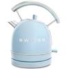 SWEISS Bollitore elettrico vintage KTL6 1,8L, acciaio inox, 2200W, compatto, pratico Ebollizione rapida, Livello dell'acqua visibile e graduato, Spegnimento automatico, Base 360°, Azzurro