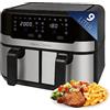Profi Cook, PC-FR 1242, Doppia friggitrice ad Aria Calda con Schermo Touch, 2 Zone di Cottura indipendenti, capacità: 2 x 4,5 Litri = 9,0 Litri, 9 programmi Automatici, Acciaio Inossidabile