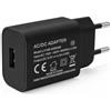 YIMINGOUFEI Caricatore USB da Parete 10W, Alimentatore USB-A 5V 2A con Spina Europea, Caricabatterie Nero Compatto con Connettori Rivestiti in Nichel