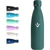 Motswedi Borraccia Termica 500 ml, Senza BPA, Bottiglia Termica, 18/8 Acciaio Inox, Borracce Termiche, Doppia Parete, Bottiglia Acqua, Borraccia per Palestra, Scuola, Sport, Ufficio, Verde Militare