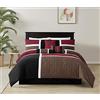 Chezmoi Collection Upland - Set copripiumino trapuntato patchwork, 7 pezzi, colore: bordeaux/nero/marrone, per letto California king