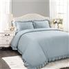 Lush Decor Ruffle Reyna Comforter Lake Blue-Set da 3 Pezzi con Cuscino in Tessuto per Letto King Size, Poliestere, Blu Lago, re