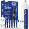 YTEATH PRO Spazzolino Elettrico Rotante per Adulti con 8 Testine - Spazzolino Denti Rotante per Adulti con Custodia da Viaggio, 5 Modalità, Impermeabile IPX7, Spazzolino Elettrico da Viaggio Ricaricabile, Blu