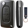 ANGOFIZ Cover chiave pieghevole 2 pulsanti CE0523 lama VA2 compatibile con Peugeot 207 307 307S 308 407 408 3 607 807 2BT 3008 5008 Partner Expert Citroen C2 C3 C4 C5 C6 C8 DS3
