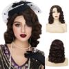 Salaibs Parrucca Finger Wave Marrone Anni '20 Ricci Lunghi Vintage per Donna Sintetica Resistente al Calore Completa Anni '30 Cosplay Costume Festa