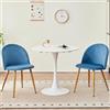 GrandCA HOME Set Tavolo e Sedie da Pranzo, Tavolo da Pranzo Rotondo da 70 cm e 2 Sedie in Velluto Nordico, Adatto a Soggiorno, Sala da Pranzo e Cucina (Bianco + Blu)