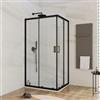 DEGHI Box doccia 80x100 cm in vetro temperato 6 mm trasparente 185h con profilo nero - Young