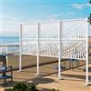 DEGHI Separé triplo da giardino 300x30x180h cm con disegno tropicale in acciaio bianco - Callen
