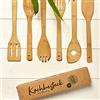 bambuswald© Set Utensili Da Cucina Ecologico e Senza Plastica 6 Pezzi In 100% Bambù, Mestoli ad es. Mestolo Per Mescolare, Per Zuppa, Servispaghetti, Set Di Mestoli, Posate Per Insalata, Cucchiaio
