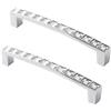 SYDARSYN 2 pezzi Pomelli di Cristallo Stile Europeo Porte dei Mobili Tirare Maniglia Cucina Armadi Cassetti Armadietti Credenza Strass Trasparenti Maniglie per Mobili 128mm