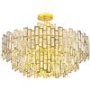 HYUIND lampadario Cristallo Lampadario di Cristallo Dorato, Illuminazione for Ingresso, lampadari in Acciaio Inossidabile for soffitti Alti, Pendente Inclinato, Stile Impero Francese Rotondo