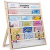 SINBINTA Libreria a 6 ripiani per bambini, facile accesso, in legno, con tasca, per camera da letto e sala giochi (beige)