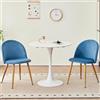 GrandCA HOME Set Tavolo e Sedie da Pranzo, Tavolo da Pranzo Rotondo da 80 cm e 2 Sedie in Velluto Nordico, Adatto a Soggiorno, Sala da Pranzo e Cucina (Bianco + Blu)