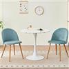 GrandCA HOME Set Tavolo e Sedie da Pranzo, Tavolo da Pranzo Rotondo da 80 cm e 2 Sedie in Velluto Nordico, Adatto a Soggiorno, Sala da Pranzo e Cucina (Bianco + Verde)
