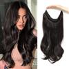 FLYROSEING Extension per Capelli Castani Profondo, 45,7 cm, Extension per Capelli Ondulati Corpo Intero con Anelli Luminosi, Extension per Capelli in Fibra Sintetica con Anelli Luminosi, Extension per