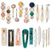 Mehayi, 20 fermagli per capelli in resina acrilica e perle, forcine per capelli in coccodrillo marmo, forcine con cristalli glitterati, accessori per capelli dorati, regalo per donne e ragazze