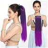 LesafeV Extension di capelli sintetici colorati, a coda di cavallo, con laccetto, 60 cm, senza cuciture (nero, T viola)