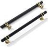 FURNIWARE Confezione da 10 maniglie per armadietti, tiranti per cassetti, in lega di zinco + maniglie in alluminio, 192 mm foro centrale oro + nero
