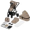 LIONELO Amber Passeggino 2in1 Duo Passeggino da 0 a 48mesi con Seduta secchiello + Navicella per neonato e bambini a 22kg Regolabile, pieghevole e leggero Ruote grandi Cappotina XXL