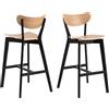 AC Design Furniture Roxanne - Set di 2 sgabelli da bar con seduta in impiallacciatura di quercia e gambe in legno nero, seggiolone in stile retrò, mobili da cucina, 45 x 105 x 49 cm (L x A x P)