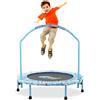 NUKied 38'' Mini Trampolino per Bambini Pieghevole per Fitness con Manico in Schiuma e Copertura Imbottita di Sicurezza, Trampolino Elastico per Rimbalzo per Interni ed Esterni per Ragazzi (Azzurro)