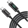 SOOPII 100W Cavo USB C, (2m Nero) Nylon Intrecciato Cavo USB C a USB C, Cavo di ricarica rapida Type-C con display a LED per lPhone 15/15 Plus, MacBook Pro, Galaxy S22/S10, Pixel, LG