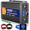 Starkbaer 1500W/3000W Inverter 24V 220V Onda Pura, Trasformatore 220V 24V, Convertitore per Auto, Con schermo LCD, telecomando, presa CA e USB-C. Per camper, auto, solare, campeggio e blackout [Classe A+]