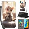 PHINIENLAND Cover per Huawei P30 Lite Case PU Pelle Custodia [Kickstand] [Chiusura magnetica] [Slot per Schede], Portafoglio Flip Custodia per Huawei P30 Lite,Gatto