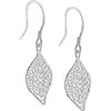 Tuscany Silver Orecchini pendenti a foglia traforata da donna in argento sterling