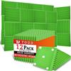 TOUO Pannelli acustici 12 pezzi 30×30×2,5 cm Verde in schiuma piramidale ad alta densità Fonoassorbenti per pareti e soffitti Studio Ufficio Gaming