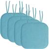 Sweet Home Collection, Cuscino per sedia in memory foam, con laccetti, motivo a nido d'ape, retro in gomma antiscivolo, forma quadrata arrotondata, 40 x 40 cm, color verde acqua, 4 pezzi