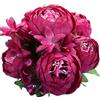Duovlo Mazzi di peonie artificiali in seta, decorazione per matrimoni, casa, confezione da 1 (rosa acceso)